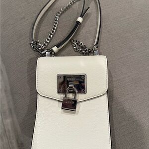 DKNY White Crossbody Bag with Silver Chain